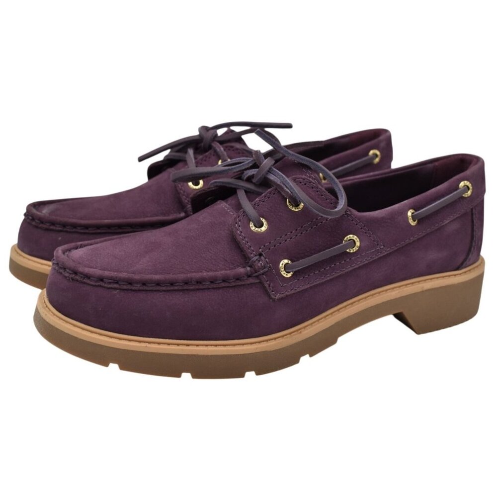 Sperry Womens Size 8 Wells Purple Leather Nubuck Slip On Boat Shoes